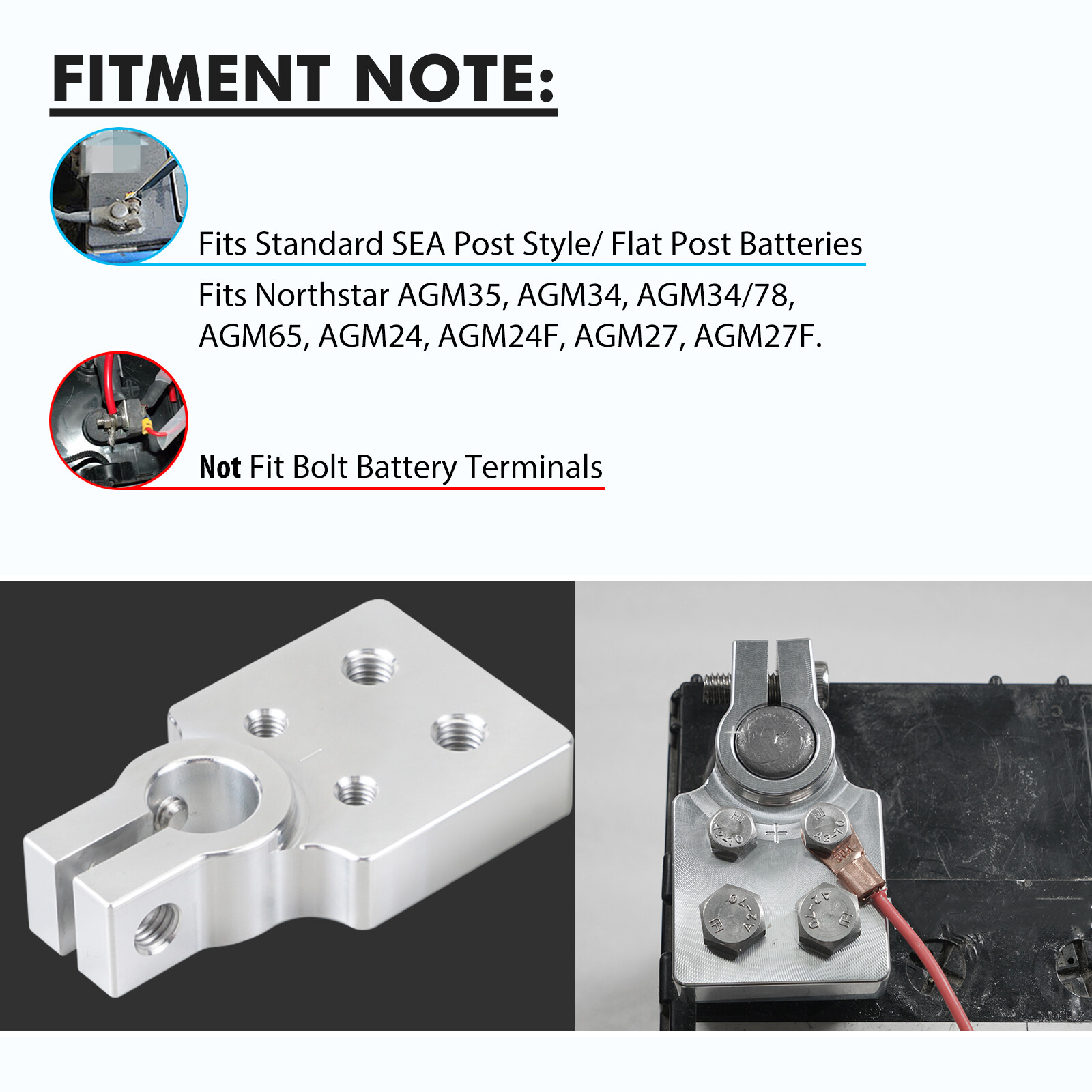 2x Car Audio 4 Spot Flat Multi Connection Battery Terminals For SAE post