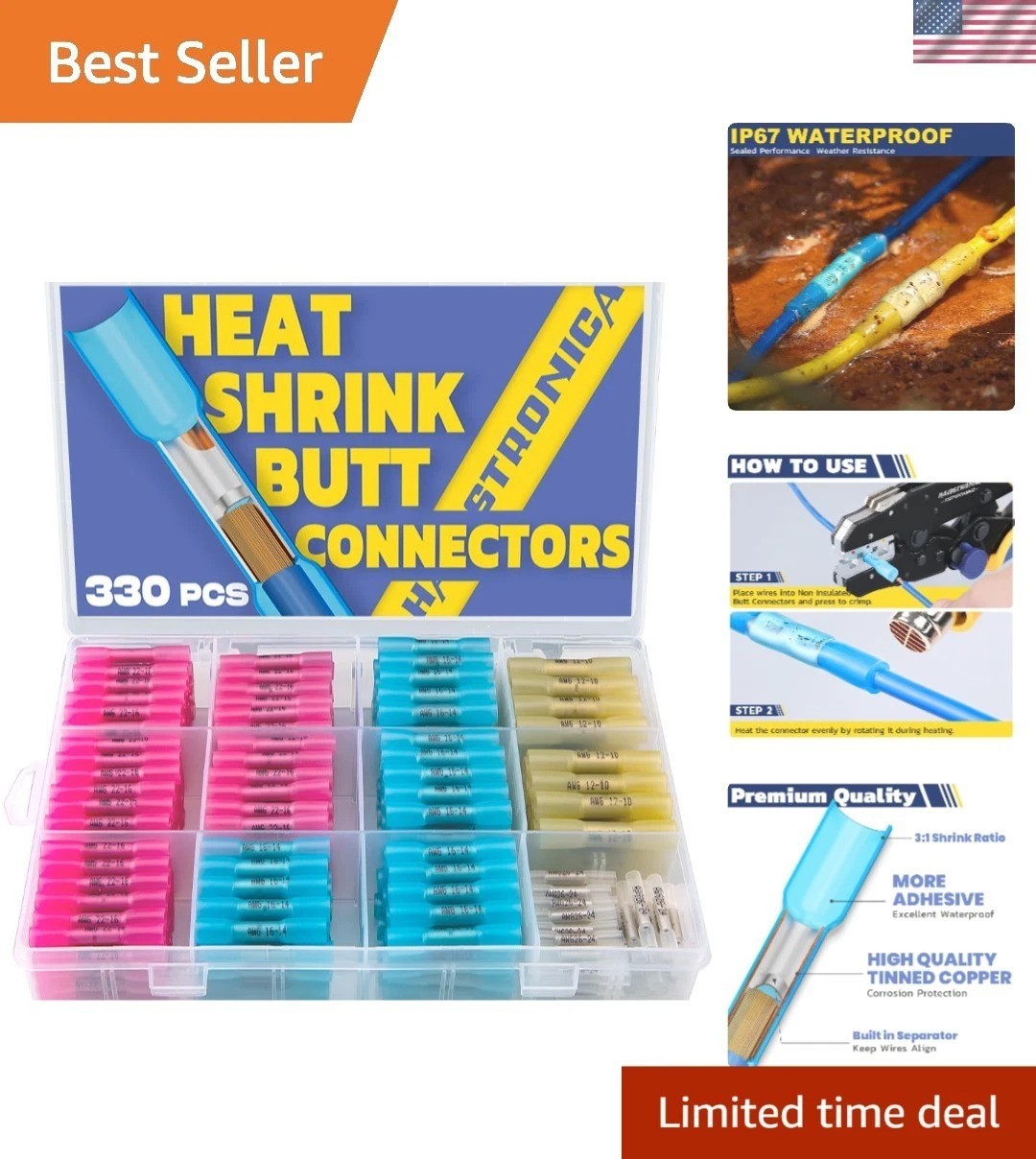 Professional 330PCS Heat Shrink Butt Connectors Kit – Safe Electrical Solutions
