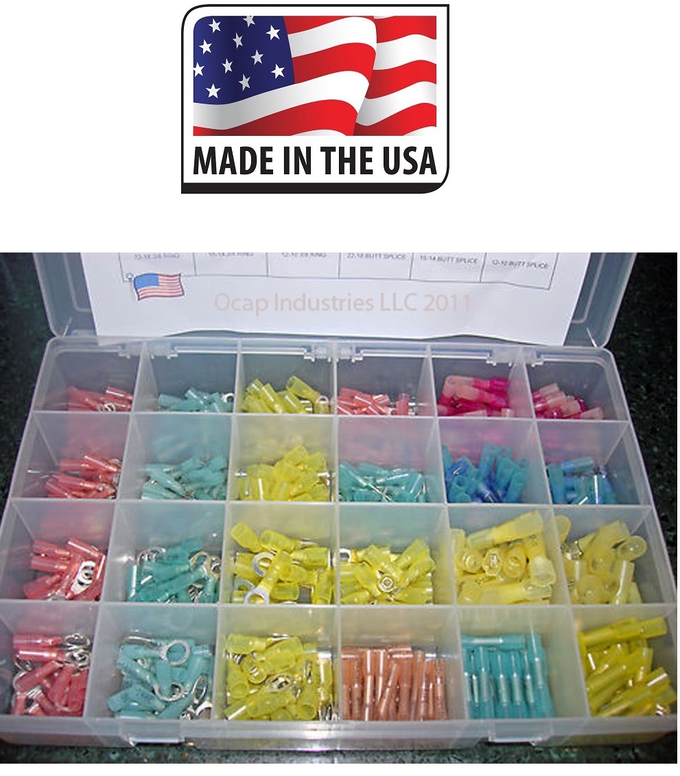 NEW 3M HEAT SHRINK WIRE CONNECTORS ASSORTMENT AUTOMOTIVE MARINE KIT – (480 PCS)