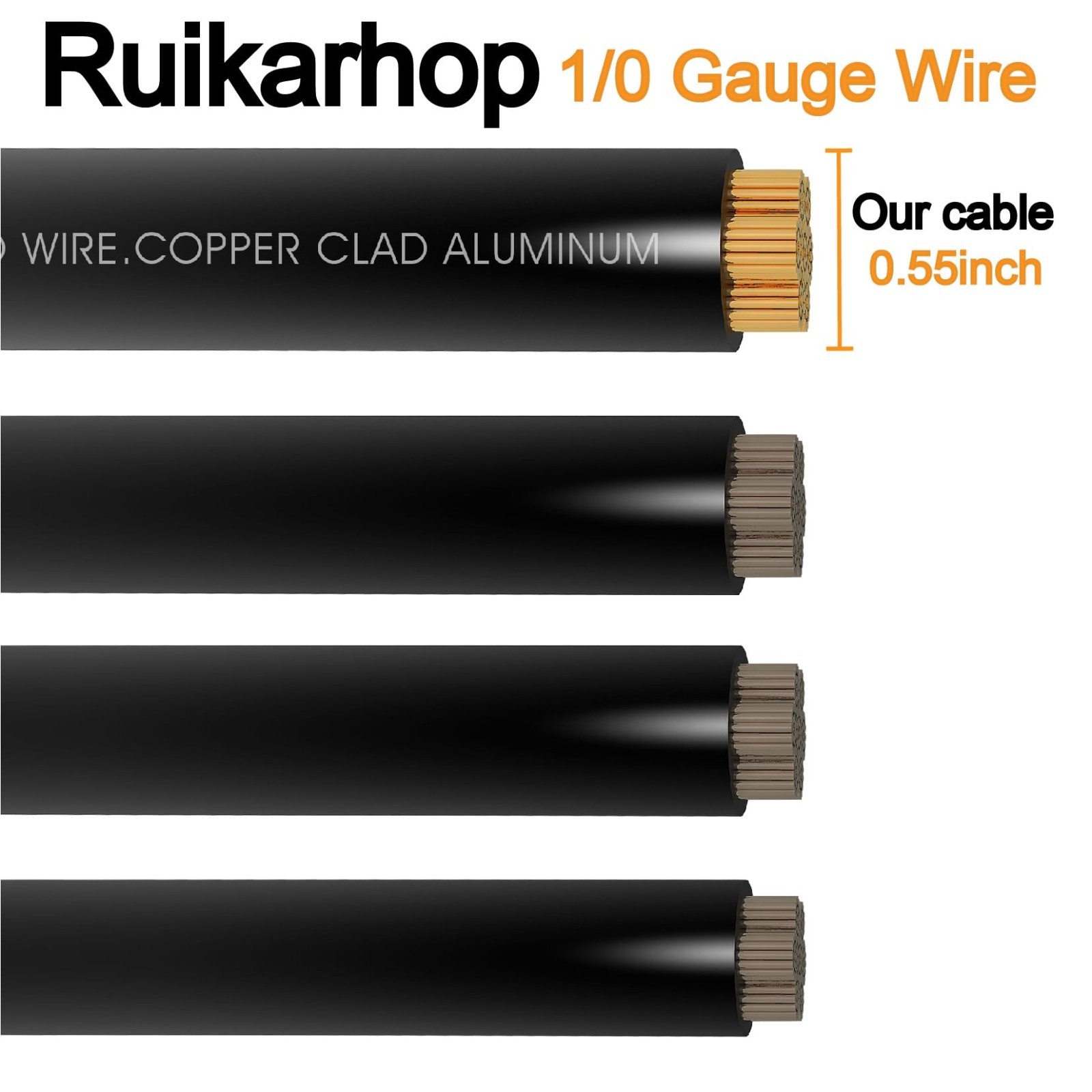 40FT 1/0 Gauge Battery Cable, Copper Clad Aluminum, 20 Terminal Connectors & Hea