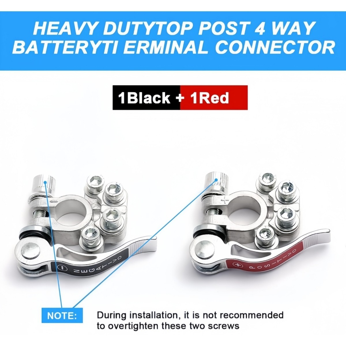 4 PCS 4-Way Quick Release Battery Terminal Clamps–SAE/JIS Type A Post Connectors