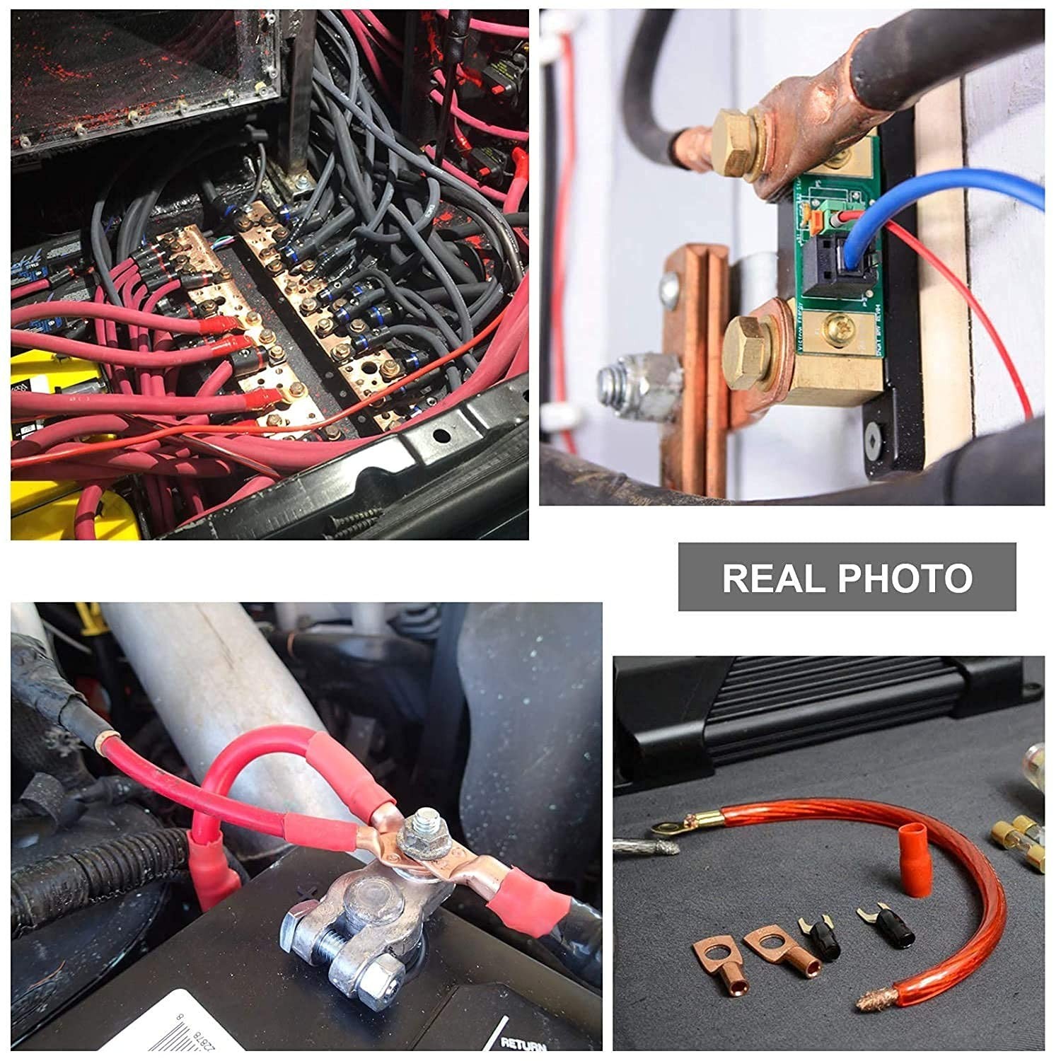 4 Pcs 1/0 AWG Heavy-Duty Battery Lugs with Heat Shrink for Various Applications