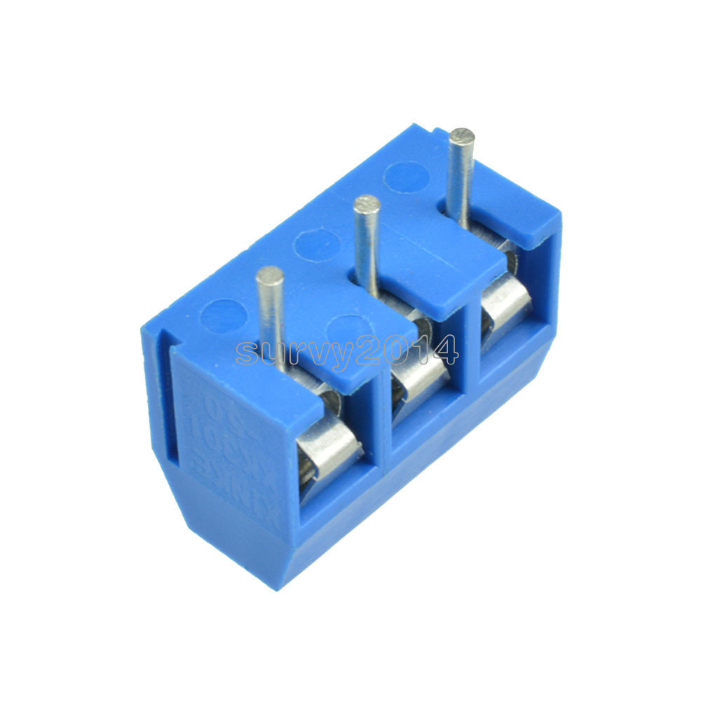 50PCS Screw Terminal Block Connector 3Pins 5mm Pitch KF301-3P 5.08 300V/16A