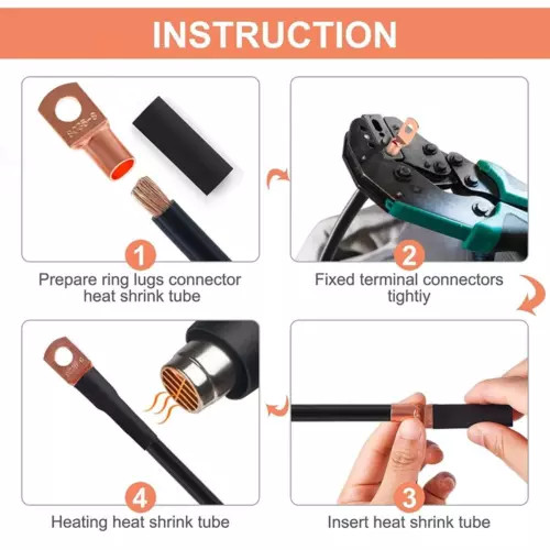 280/140PCS Copper Lug Ring Terminals Cable Electrical Wire Crimp Connectors Kit