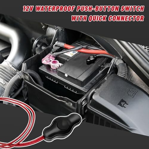 Waterproof Push-Button Switch with Quick Connector, 12V Mini Button LED Accent