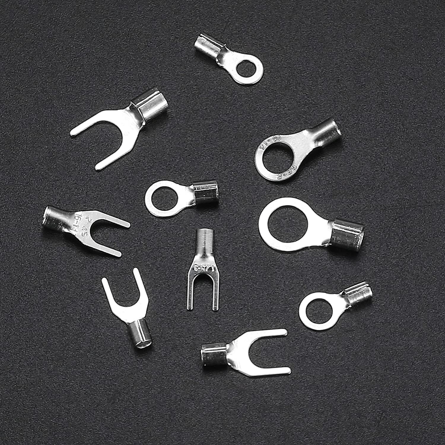 QOOSIKICC 320 Pieces Non-Insulated Ring Terminals & Fork Connector Kit,…