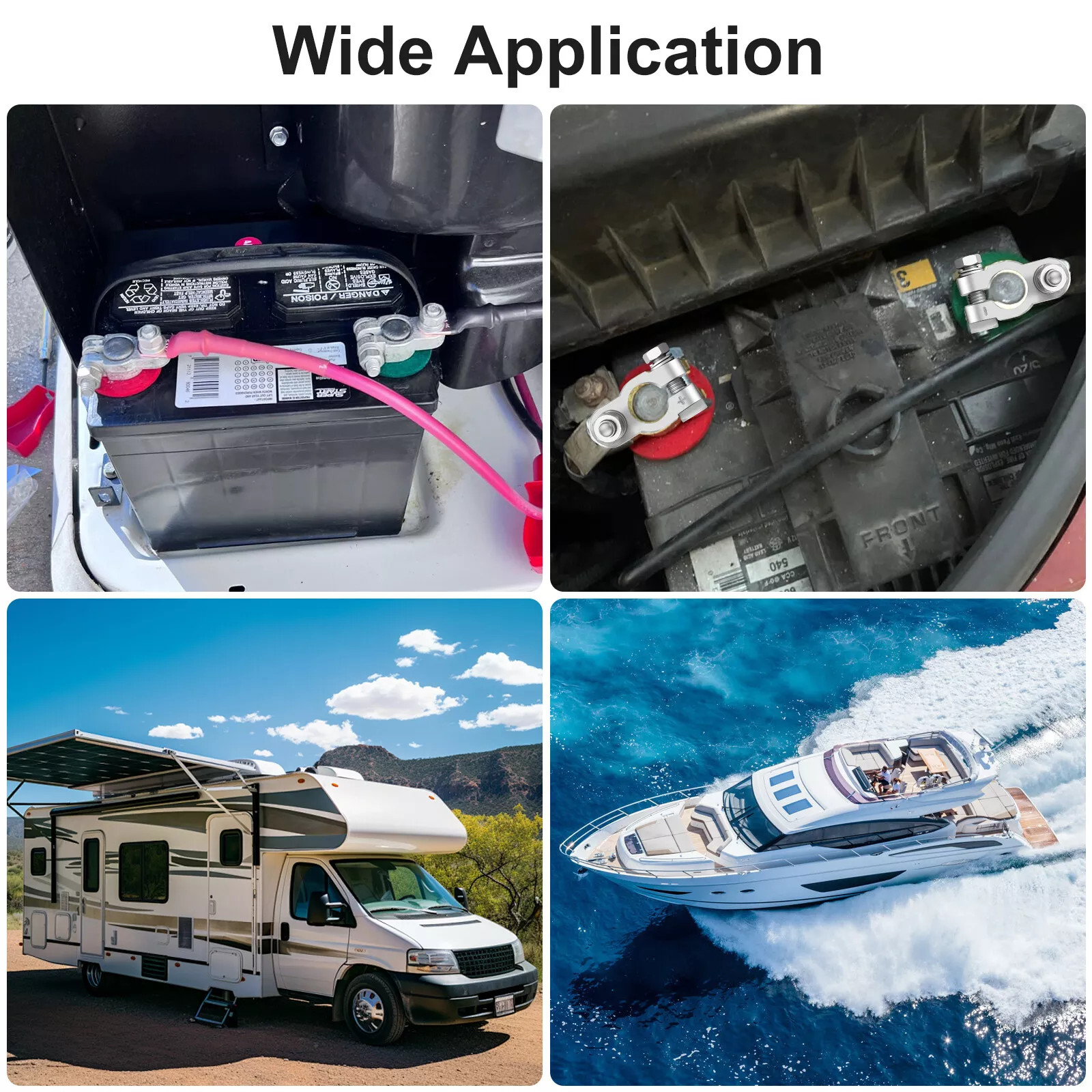 Battery Terminal Connectors Kit Heavy Duty Positive Negative for Auto Car Marine