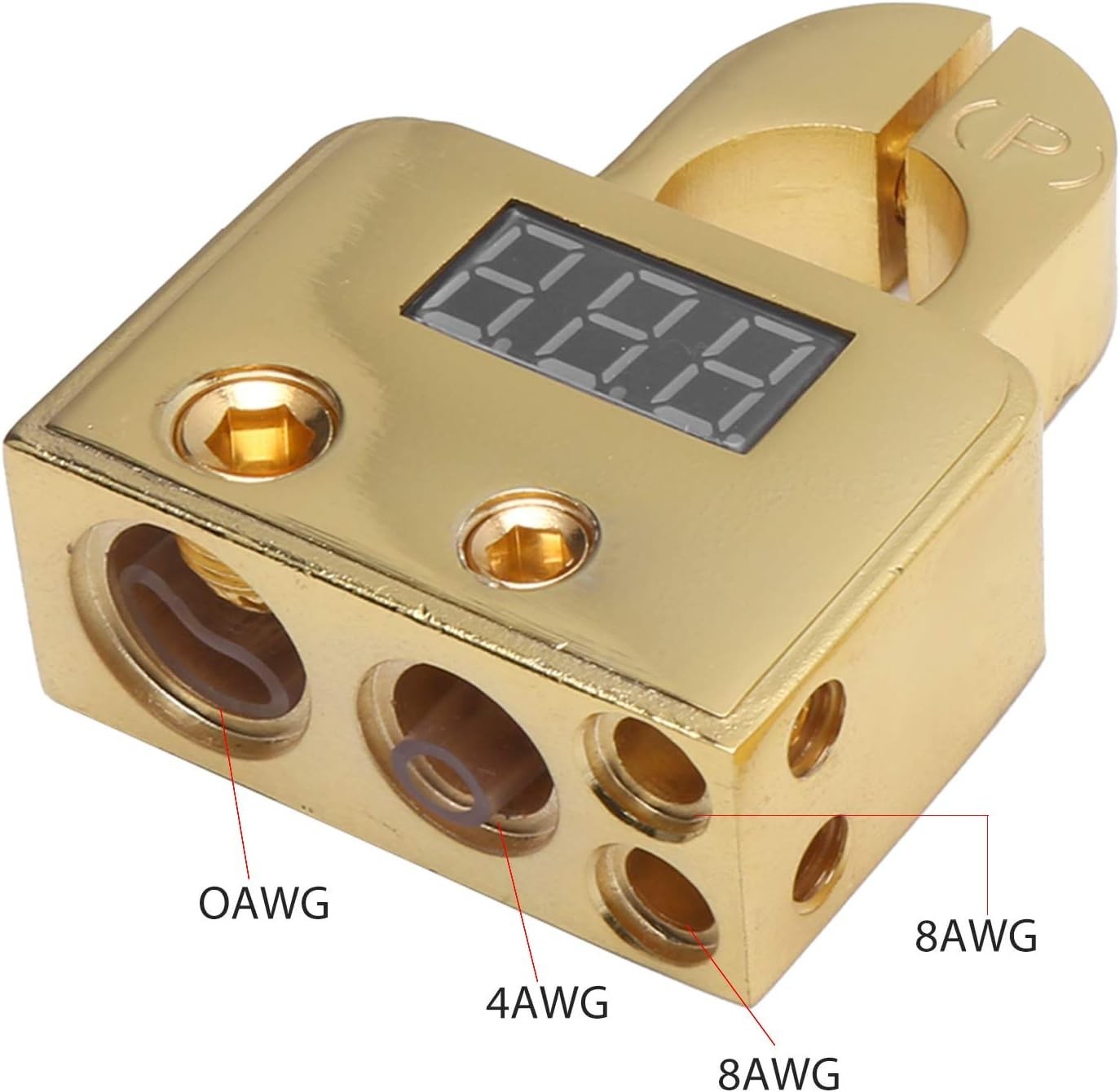 Car Battery Terminal Connectors Kit with Digital Voltmeter 0/4/8/10 AWG Gold …
