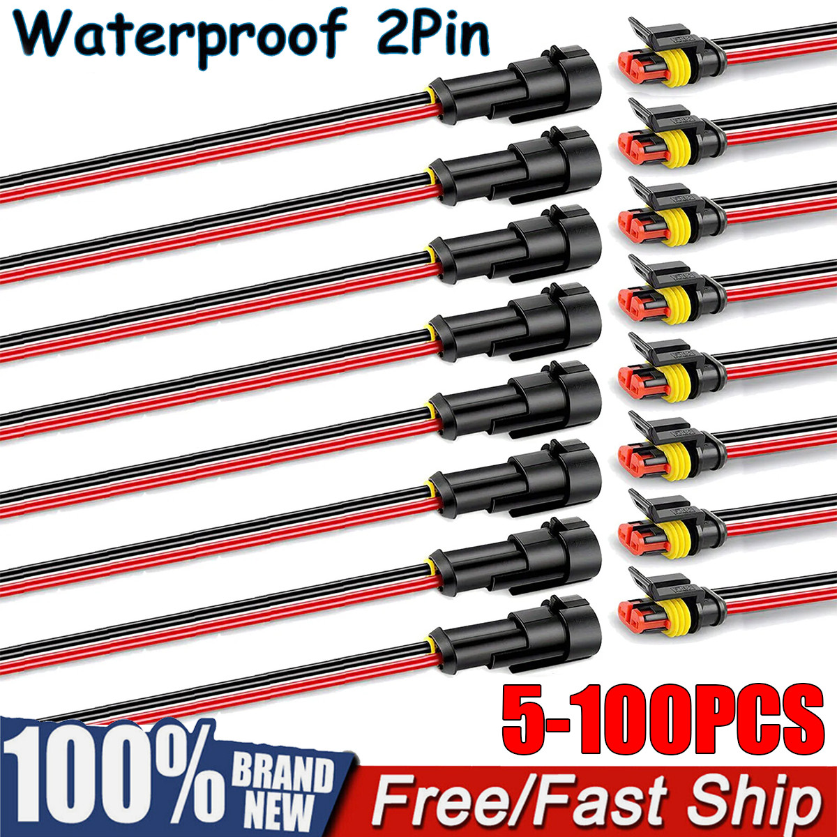 Car Waterproof Electrical Wire Cable Connector Male Female Way Plug Kit LOT