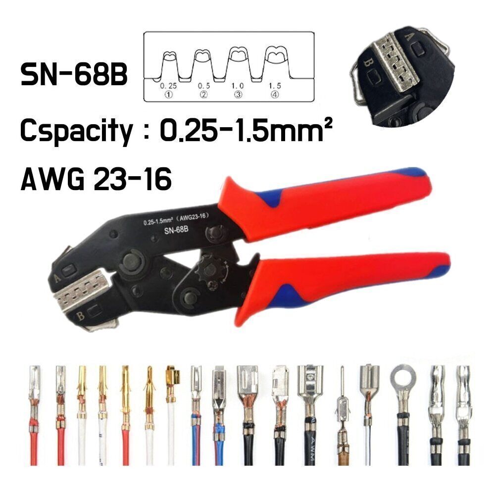 SN-48B/SN-68B Crimping Plier Crimper Tool 0.25-1.5mm² for Electrical Terminal