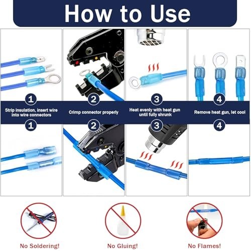 Heat Shrink Wire Connectors Kit 128PCS Marine Grade Waterproof Crimp Terminals