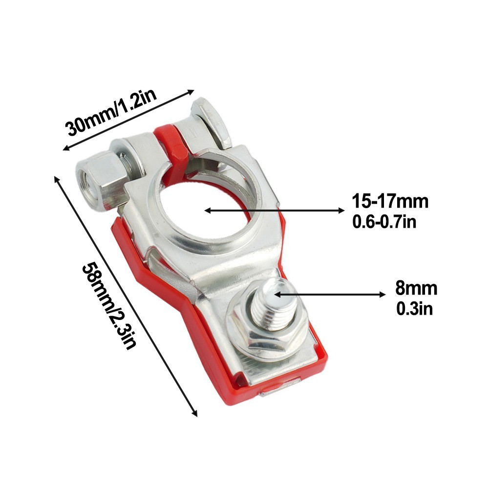 2x Heavy Duty Car Battery Terminal Connectors Top Post Clamp 12V 24V Universal