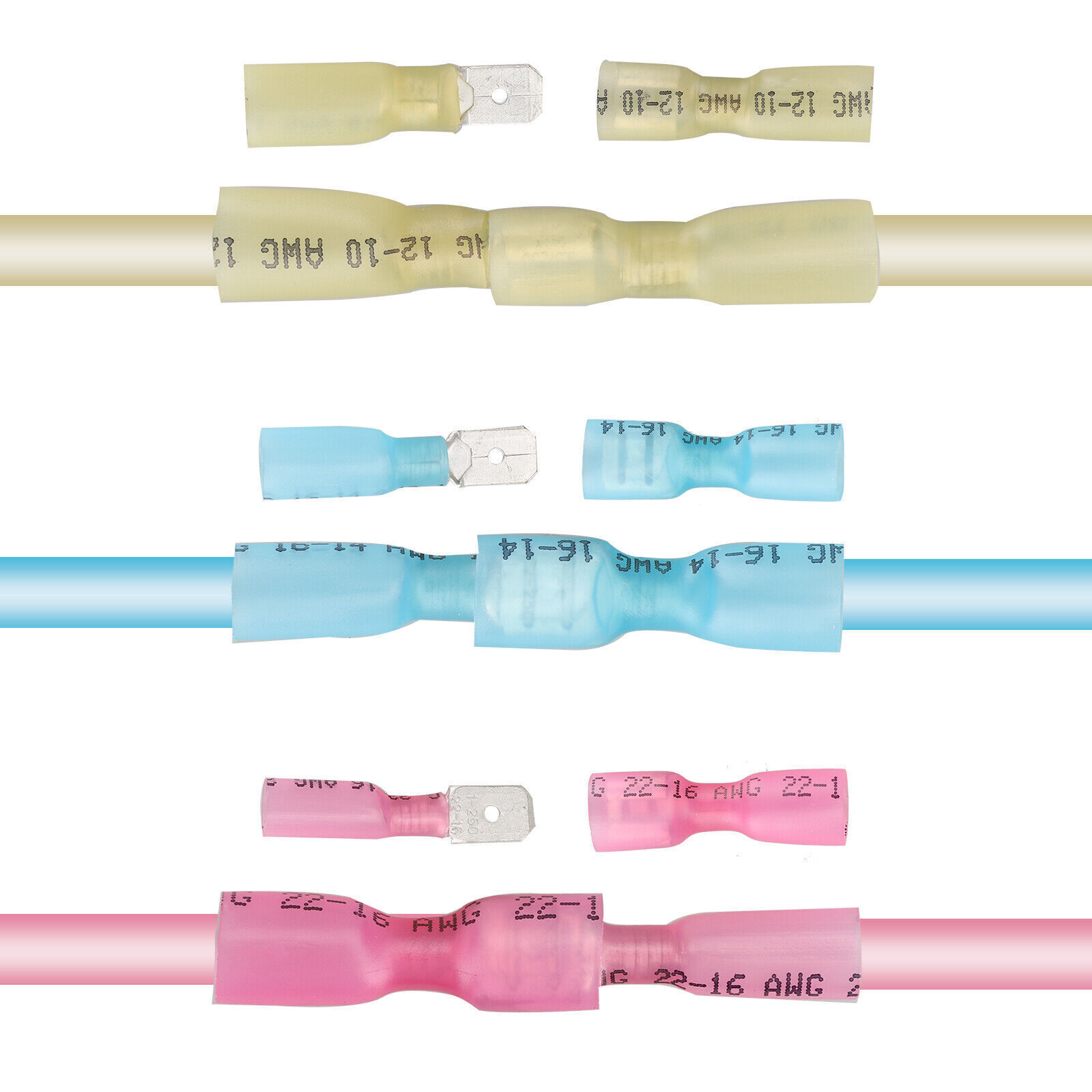 220/200PCS Waterproof Heat Shrink Spade Wire Connectors Male Female Terminals