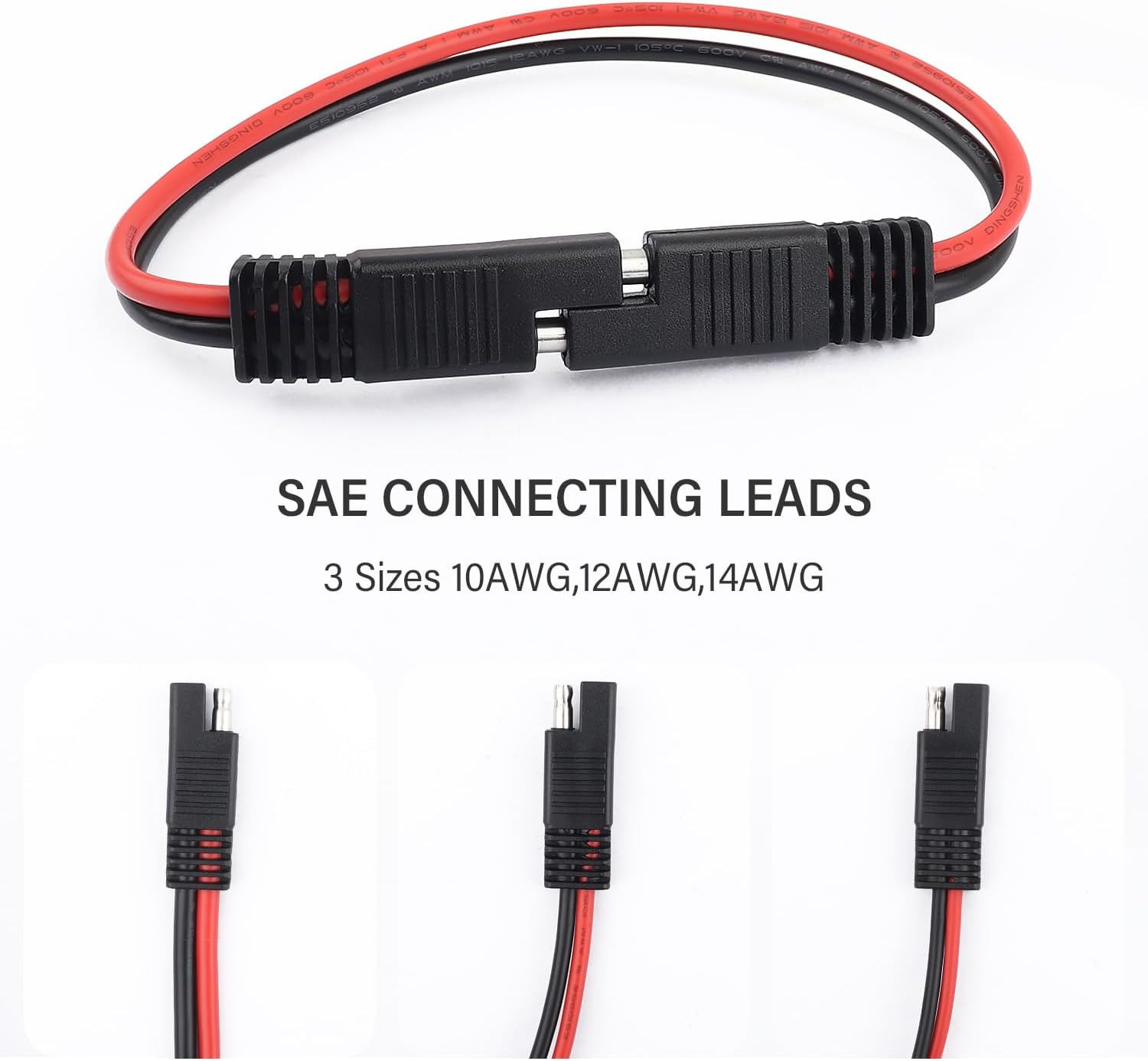 5PCS SAE Connectors Quick Disconnect Wire Harness,2 Pin SAE Plug with 12 Gauge W