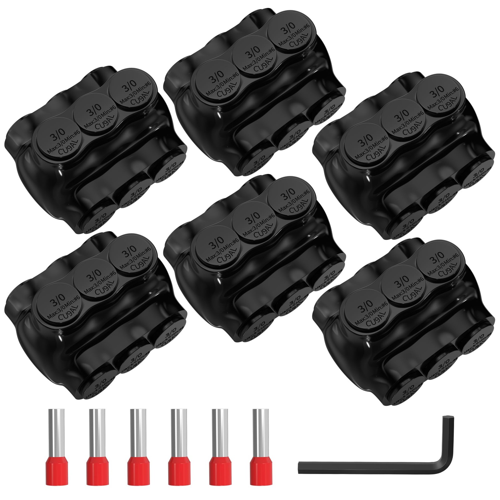 Joinfworld 3 Port Insulated Multi Tap Connector 3/06 Gauge Wire Connectors Al…