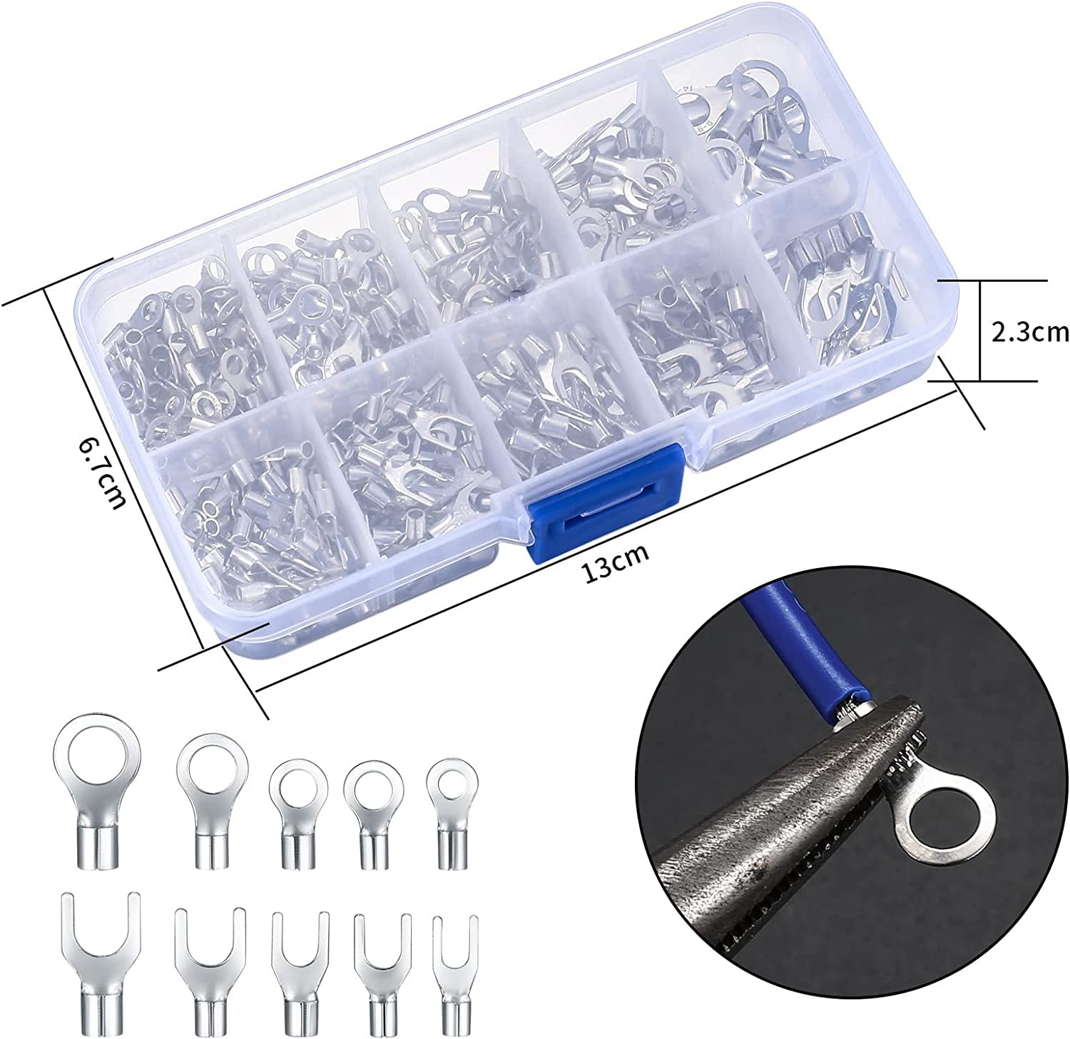 QOOSIKICC 320 Pieces Non-Insulated Ring Terminals & Fork Connector Kit,…