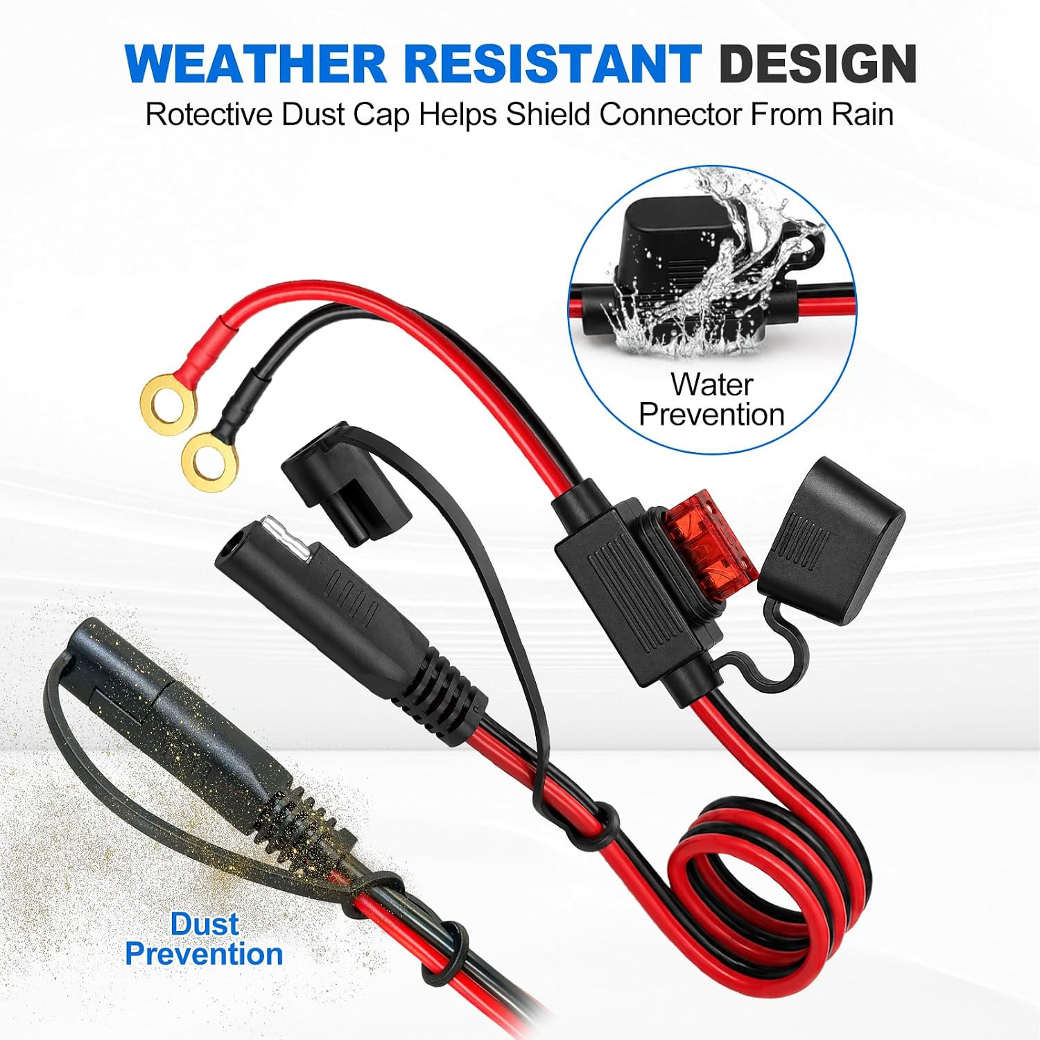 2 Pack SAE to O Ring Terminal Harness 2FT 16AWG, Quick Disconnect | SAE Battery