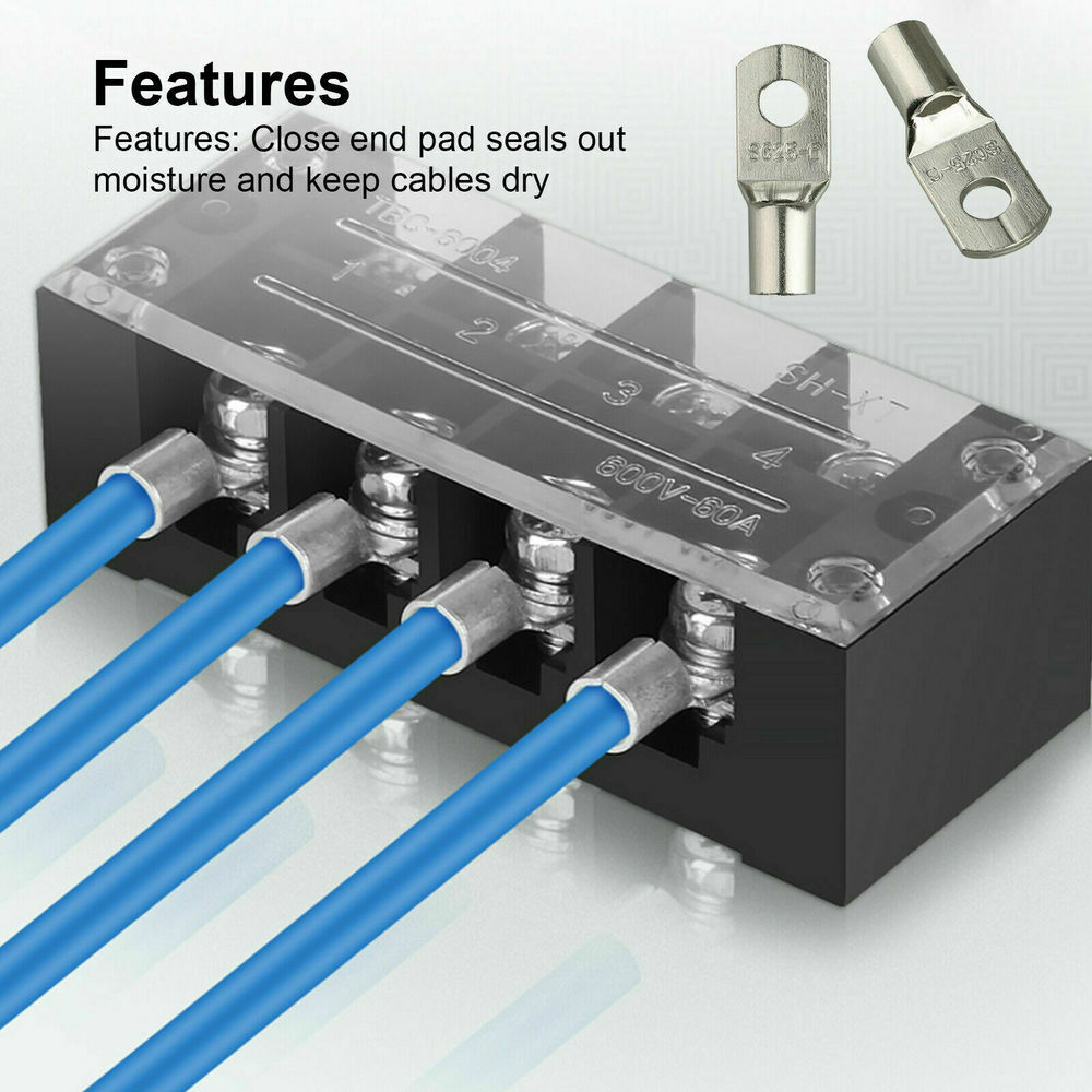 140Pcs Battery Cable Lugs Eyelets Copper Ring Terminals Crimp Wire Connectors US