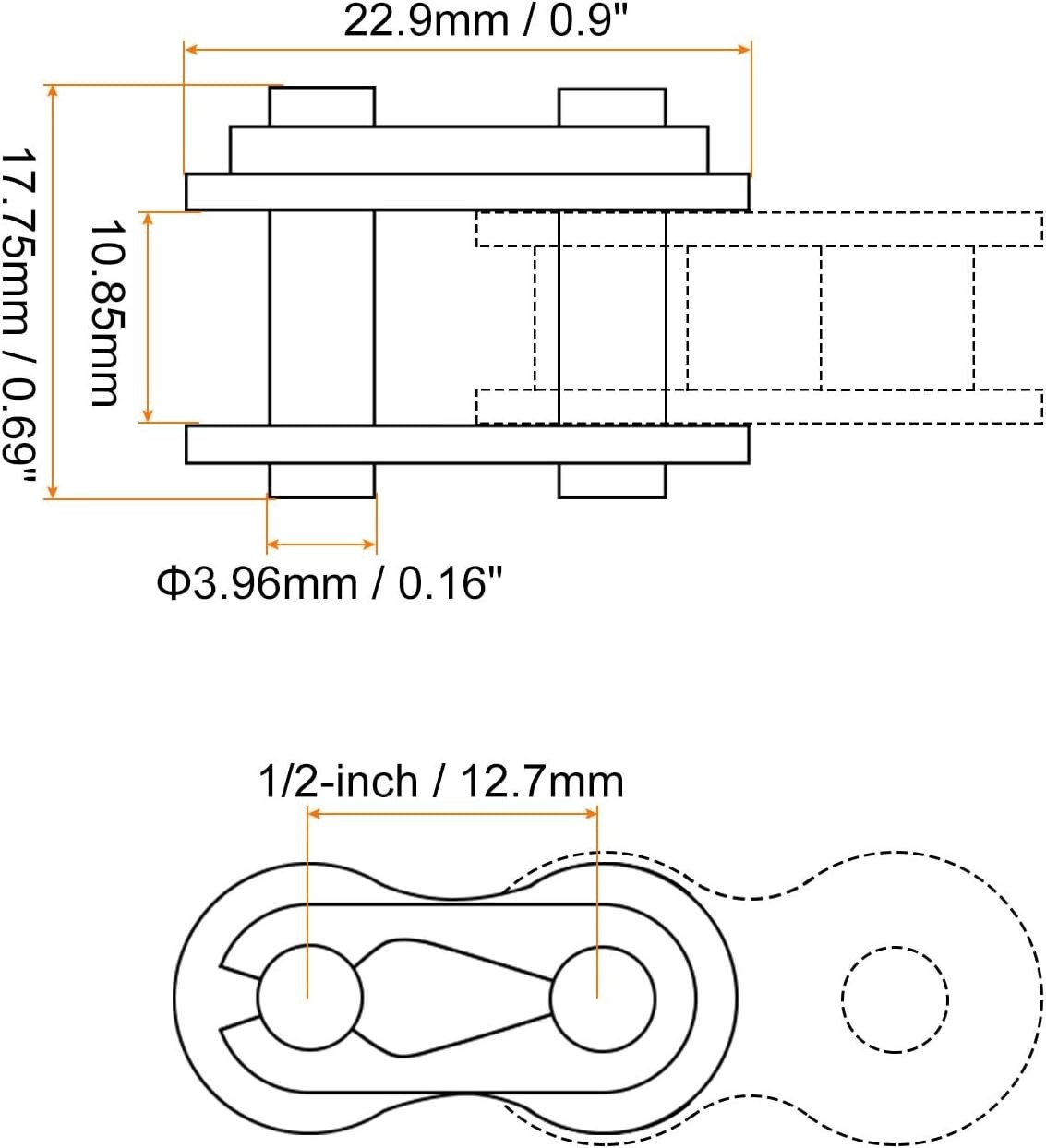 6Pcs #40 Chain Master Connector Link 1/2 Inch Pitch Carbon Steel 08A Split Links