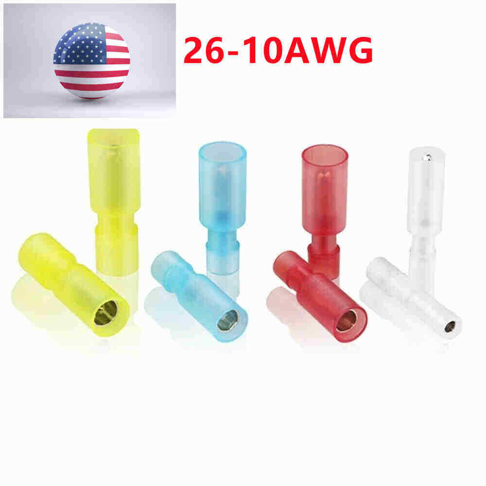 50Pcs Nylon Insulated Female&Male Bullet Wire Crimp Connector Terminals 26-10AWG
