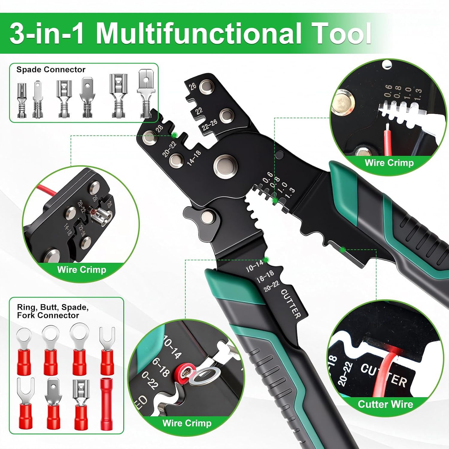 /1100Pcs Wire Connectors Kit,Insulated Electrical Wire Terminals,Waterproof Crim