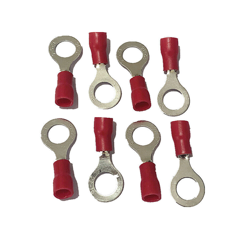 Red Cable Wire crimp Connector 6mm Ring terminal 22-16AWG RV1.25-6 200PCS