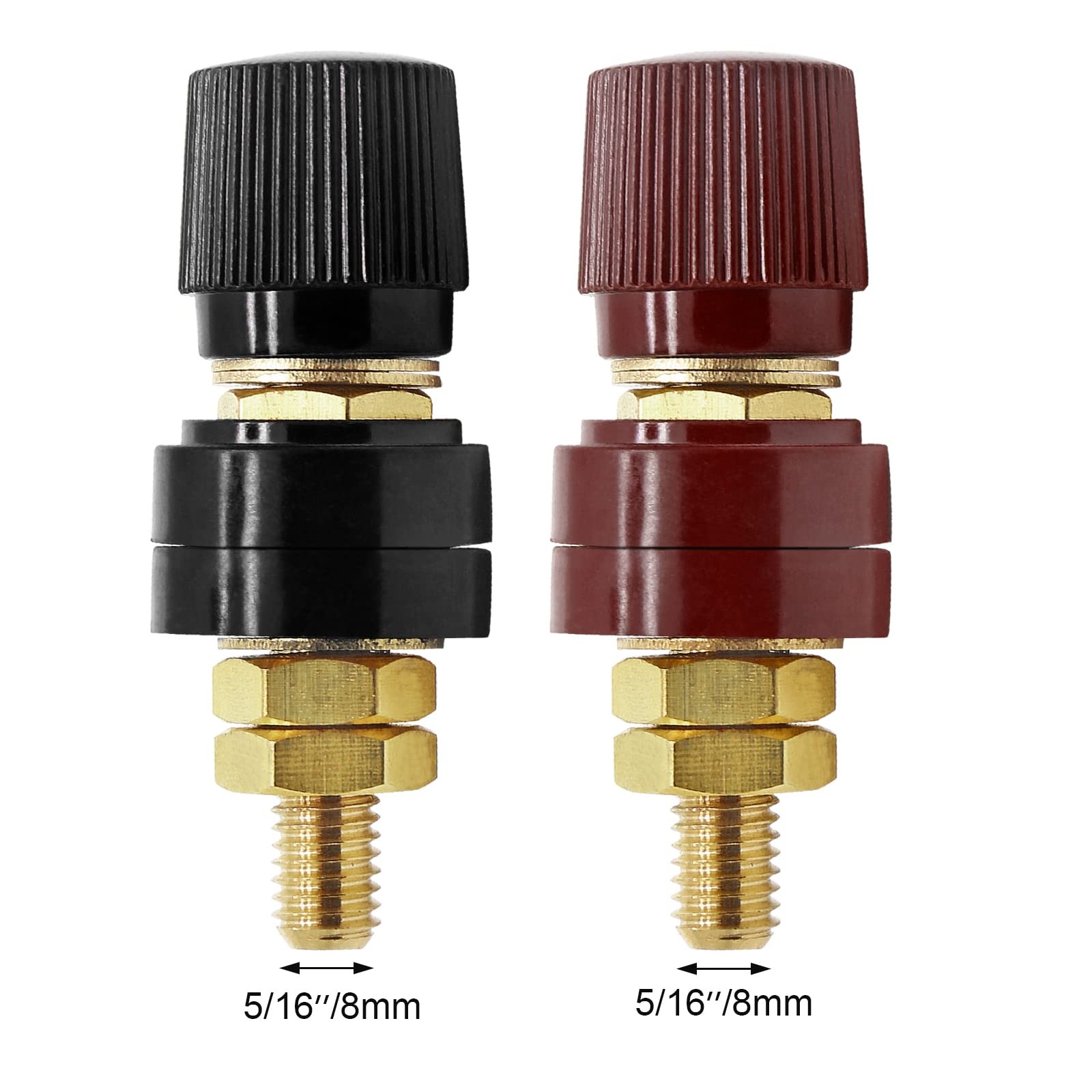 2 PCS 5/16 Inch 8mm Remote Battery Terminal Stud Junction Post Red Black