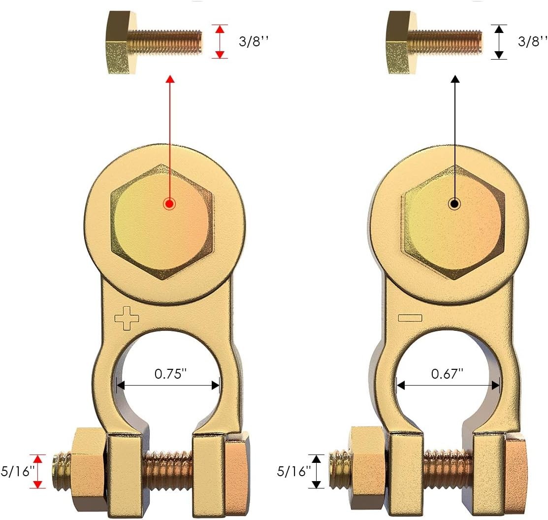 LEICESTERCN Battery Terminal Connectors Brass Copper Car Battery Terminal Ends