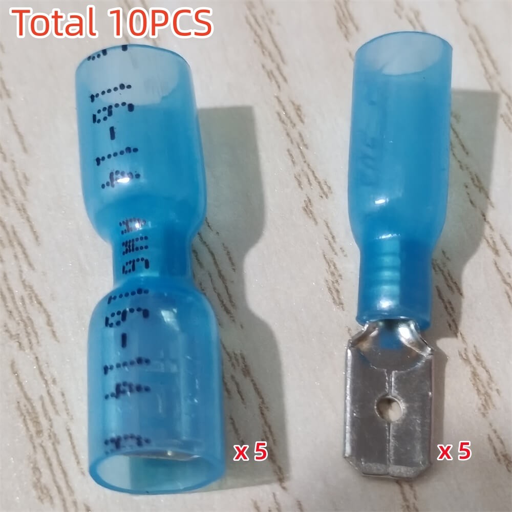 Waterproof 16-14AWG Spade Terminals Female/Male Heat Shrink Wire Connectors Blue