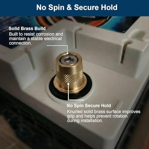 580 Short Brass Battery Terminal Post Adaptor Kit, M6 Thread, SAE Automotive