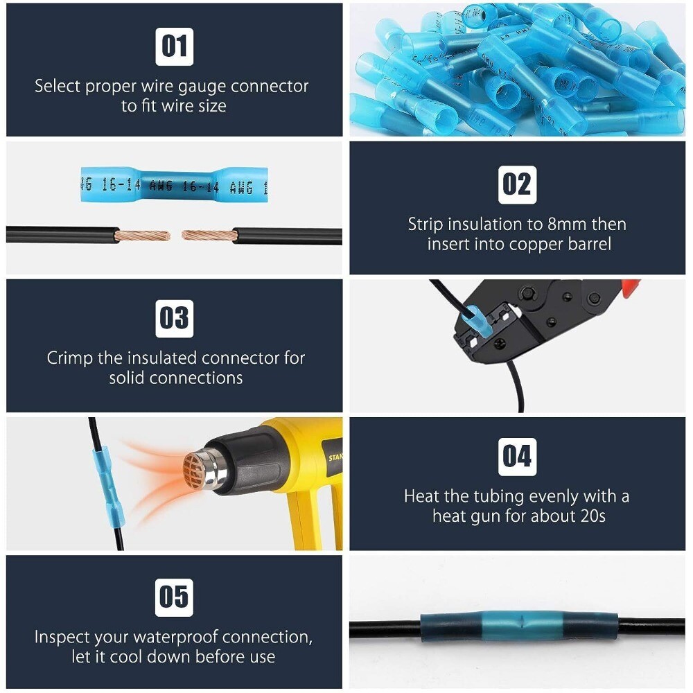 400PCS Heat Shrinkable Wire Connector Marine Grade Waterproof Wire Connector Kit