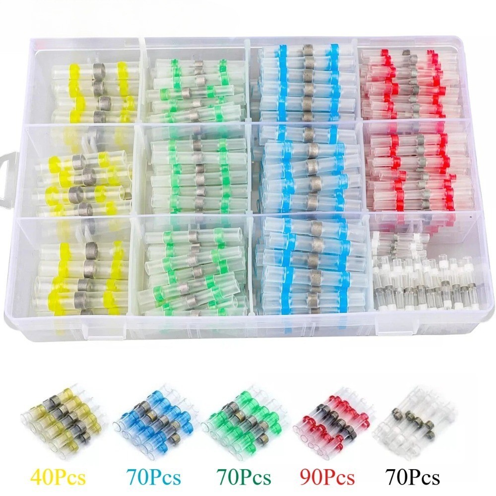 340Pcs Solder Seal Wire Connectors Waterproof Heat Shrink Butt Connectors Solder