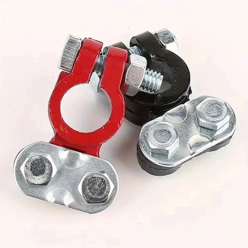 2 Car Battery Terminal Connector Top Post Positive Negative Heavy Duty Universal