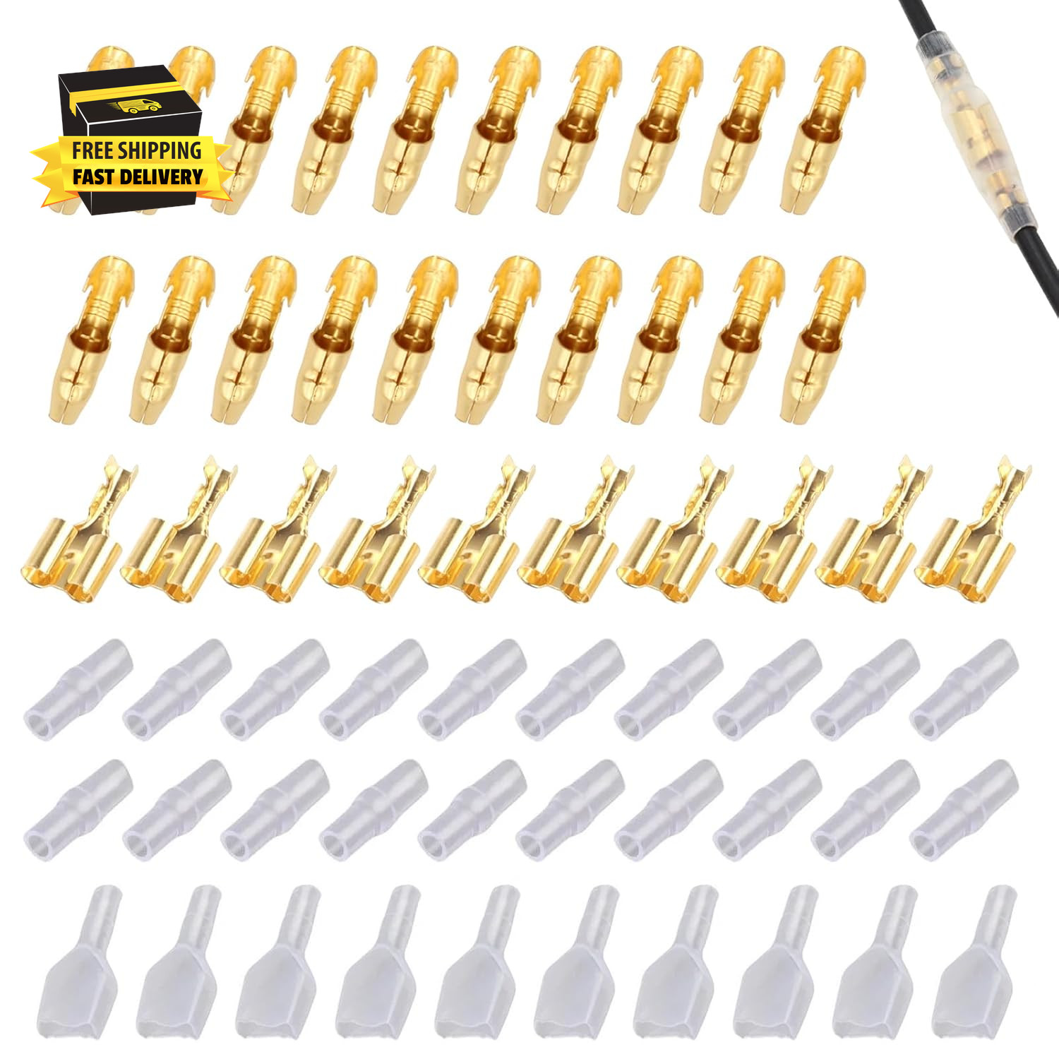 10 Sets Bullet Connectors 2 to 1 Wire Splitter Double Spade Electrical Connector