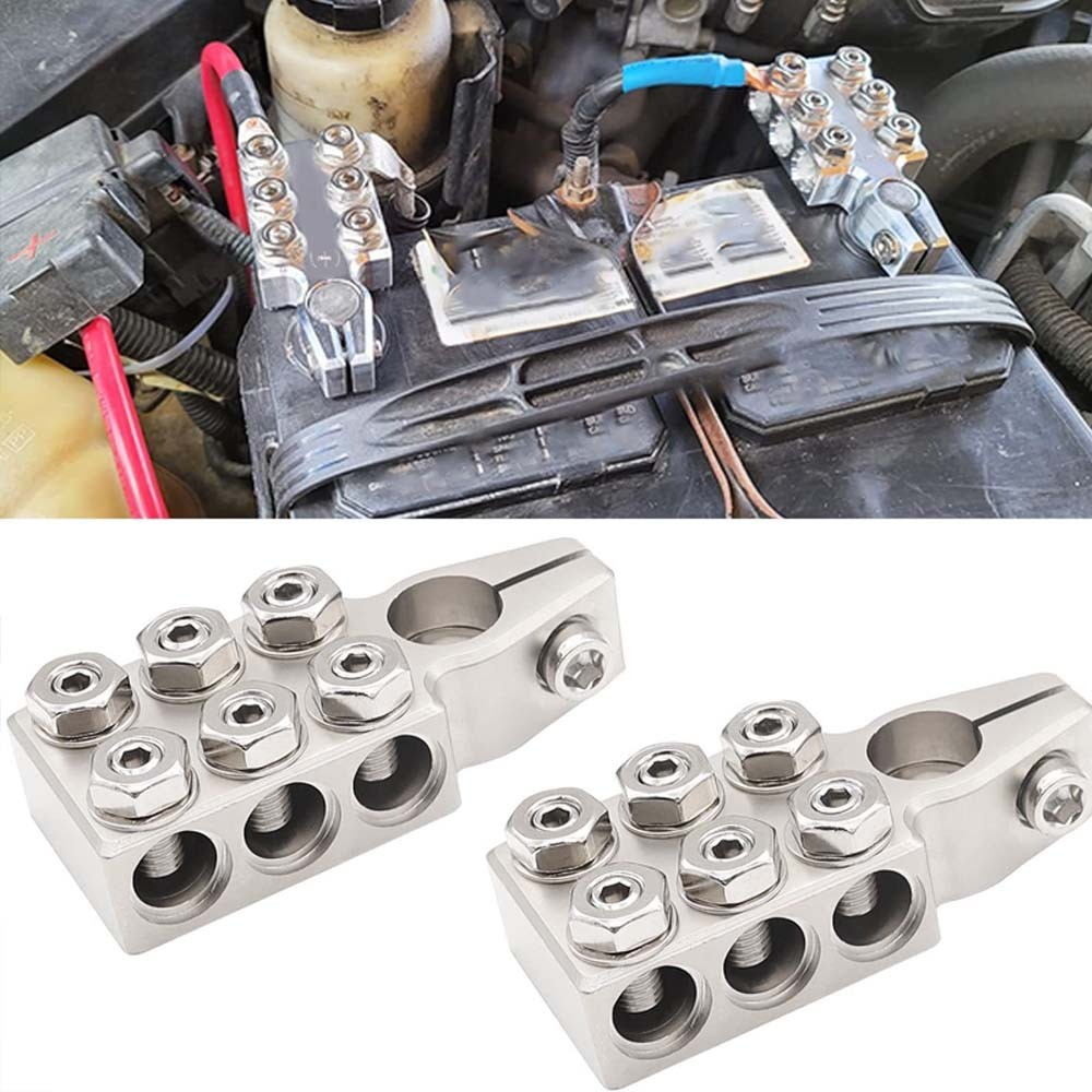 Battery Terminal Clamps 1/0 2 4 8 AWG Gauge 12Way Connectors Positive Negative