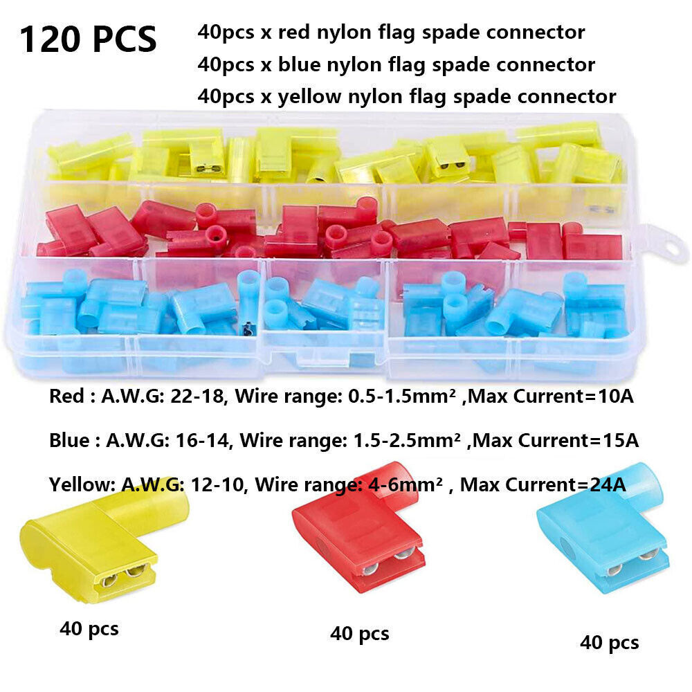 35/240PCS HEAT SHRINK FLAG TERMINALS RIGHT ANGLE CONNECTORS WATERPROOF 22-10AWG