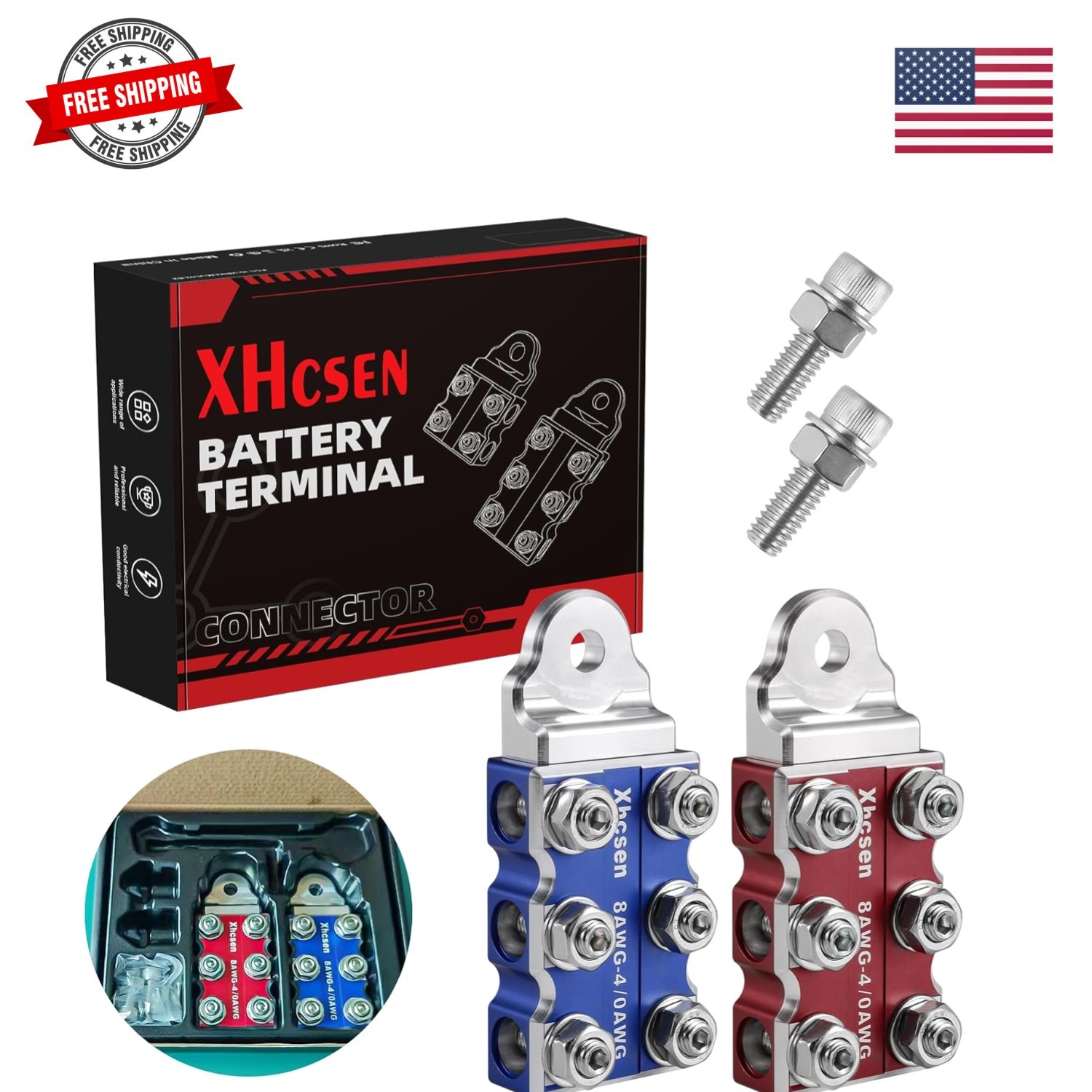 Heavy-Duty 12-Way Battery Terminal Connectors, 8AWG to 4/0 AWG Universal for …