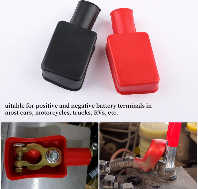 2PCS Battery Terminal Covers Cap, Positive Negative Insulating Protector, Car