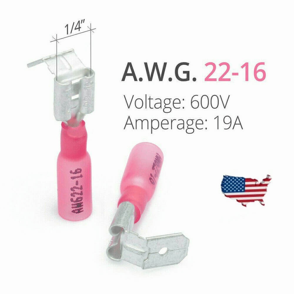 Heat Shrink Crimp 22-10AWG Wire Connector Quick Disconnect Piggyback Terminal US