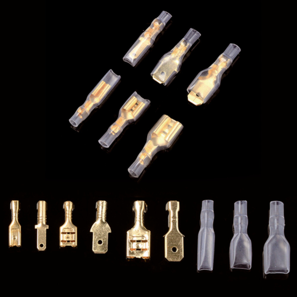 450PCS Electrical Crimp Brass Female Spade Terminals Connector Insulating Sleeve