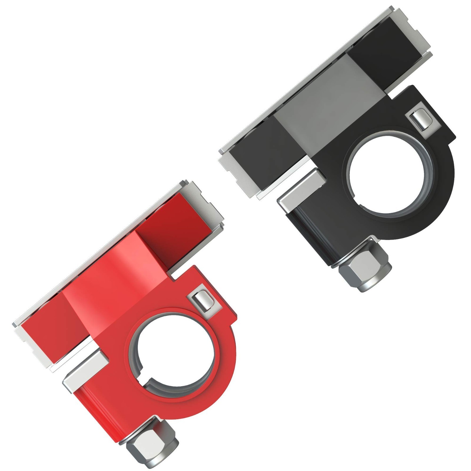 12V Car Battery Terminal Clamps 2pcs, Top Post 3-Way Connectors Kit, Red Black f
