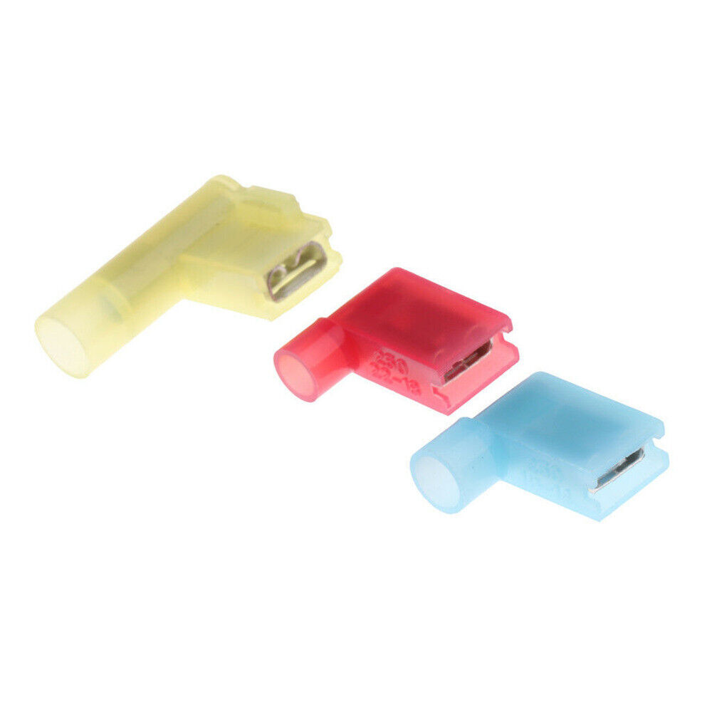 60PCS 90 Degree Right Angle Crimp Flag Spade Female Insulated Terminals Kit