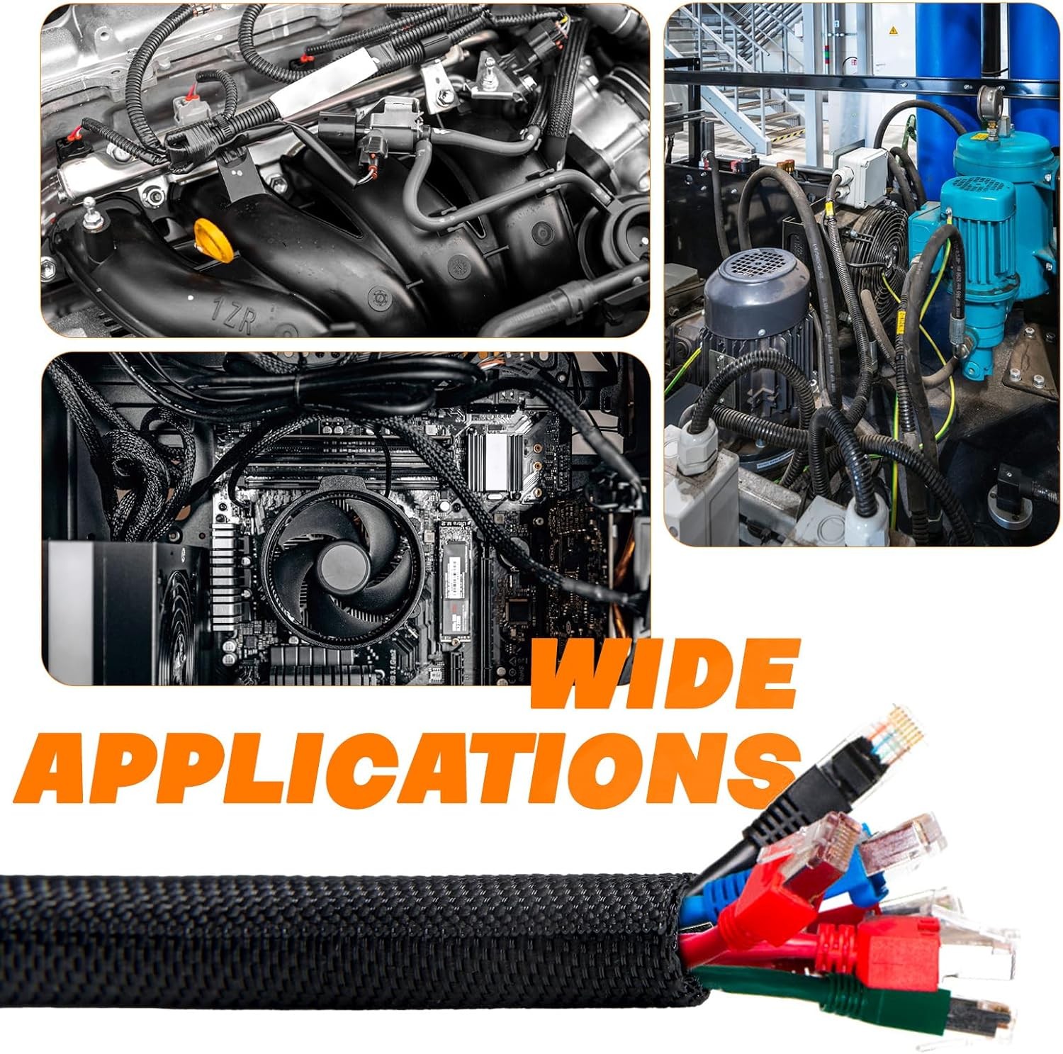 Braided Split-Sleeve Wire Loom for High-Temperature Automotive Harness Wrapping
