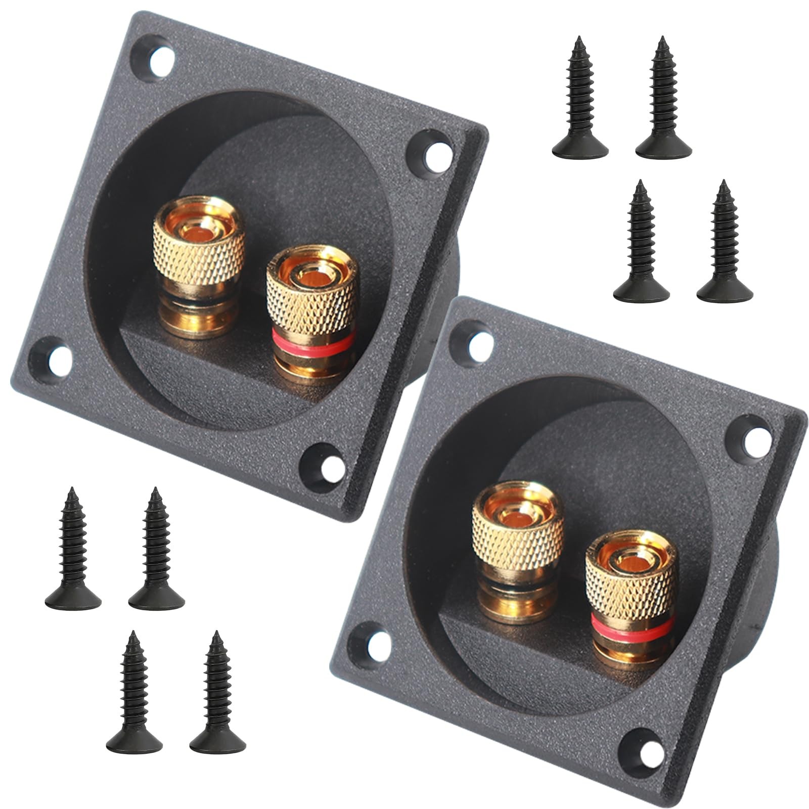 Speaker Box Terminal – 2.2 Inch Square 2-Way 2.24 Inches, Black