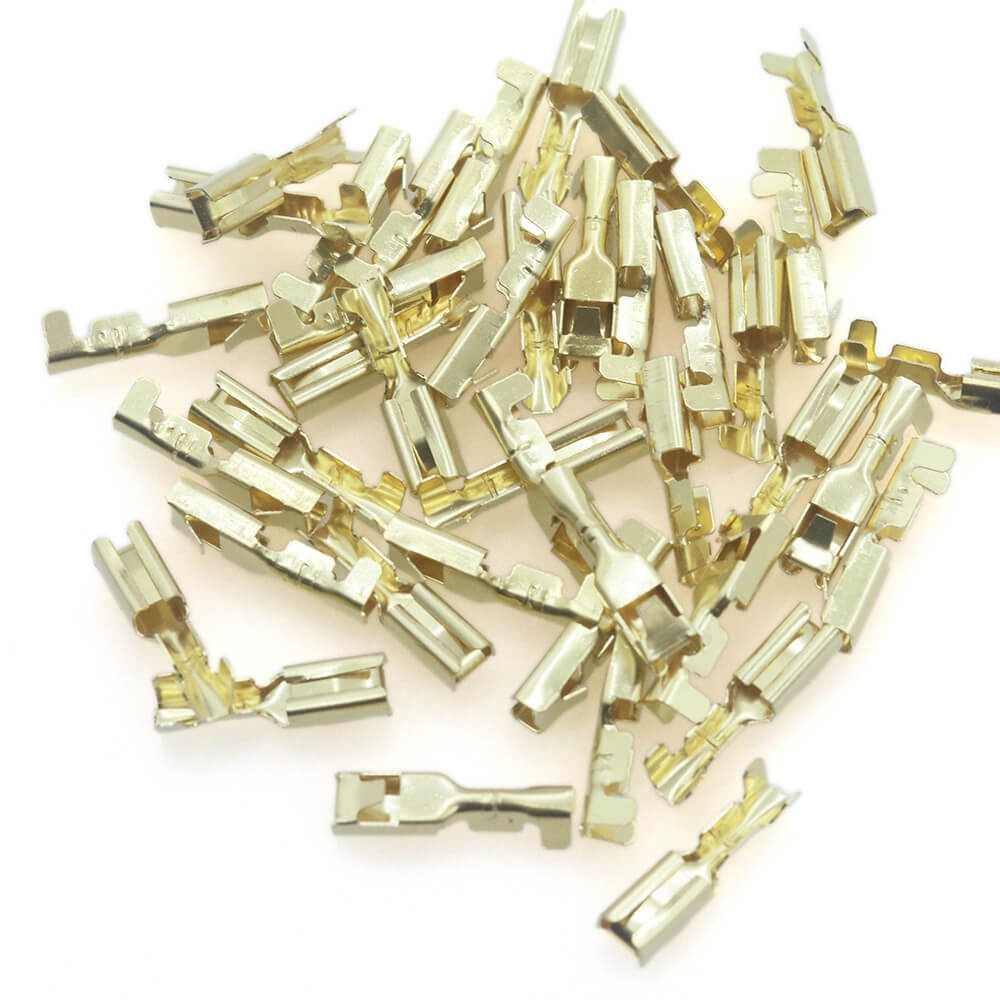 2.8mm Copper Female Non-Insulated Connector Quick Splice Spade Terminals 100pcs