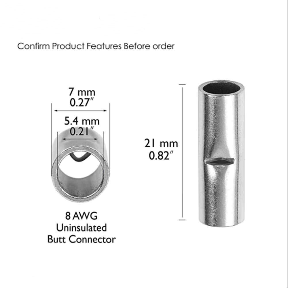 50x Bare Copper Wire Splice Butt 22-10AWG Connectors Ferrule Crimp Terminals