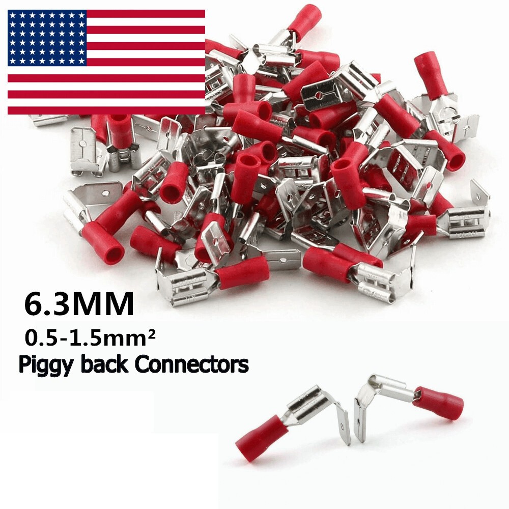 25/250PCS Vinyl Insulated Piggyback Spade Crimp Terminal 22-10AWG Wire Connector