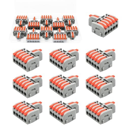 10PCS Mini Electrical Wire Connectors Lever Wire Connector 10PCS 1 in 5 Out