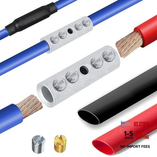 Wire Butt Connectors Kit 6PCS Screw Type Quick Wire 2 Gauge Tinned Brass