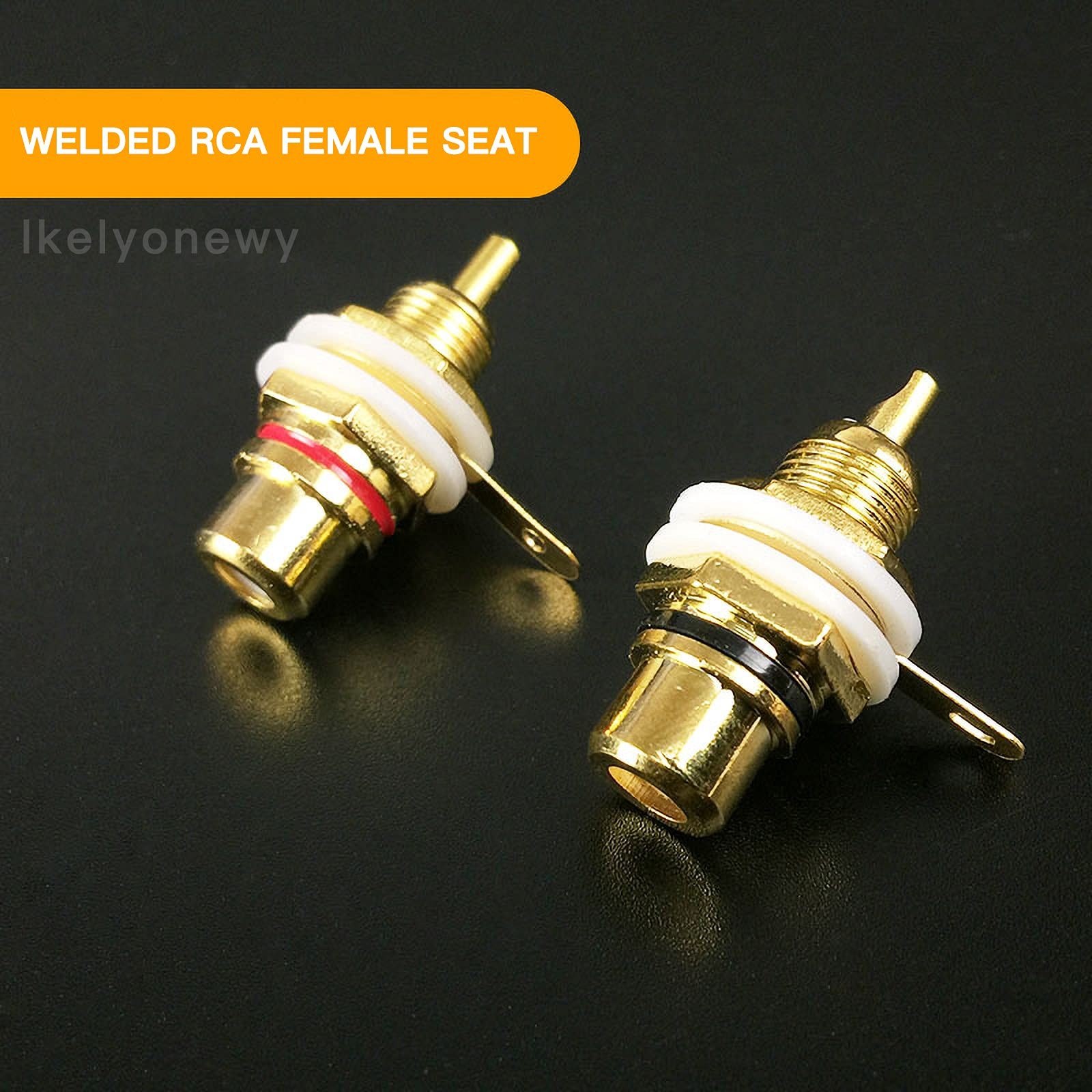 lkelyonewy Solderable RCA Panel Mount Plug 1.1″ x 0.9″ x 0.6″, red;black